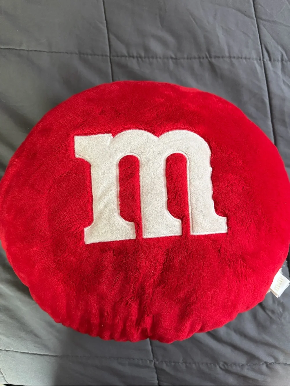 M&M'S Red Round Plush Pillow with White 'm' Logo
